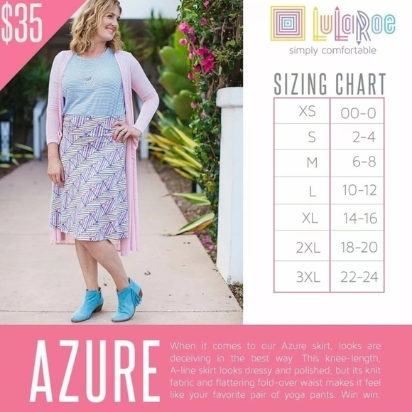 Lularoe Floral Skirt Azure XS - Picture 7 of 8